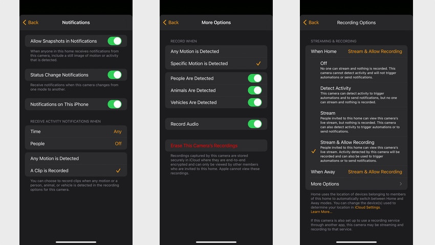 How to manage HomeKit Secure Video cameras in the Home app