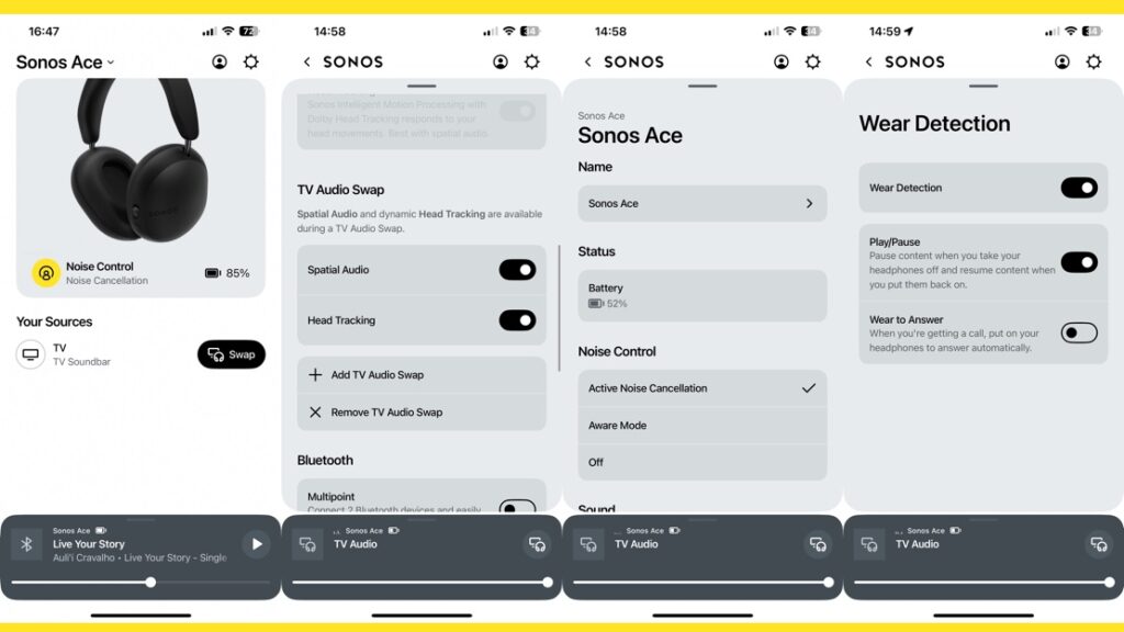 Sonos Ace settings in the Sonos app